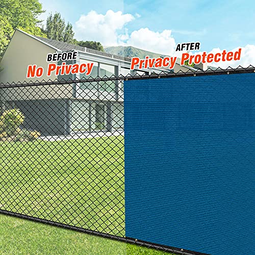 iCover 4x50ft Privacy Screen Fence, Outdoor Fencing Panels, Garden Windscreen Mesh Shade Sail Net Barrier, Include Reinforced Bindings and Brass Grommets Cable Zip Ties, Blue - color: Royal Blue, size: 4x50ft