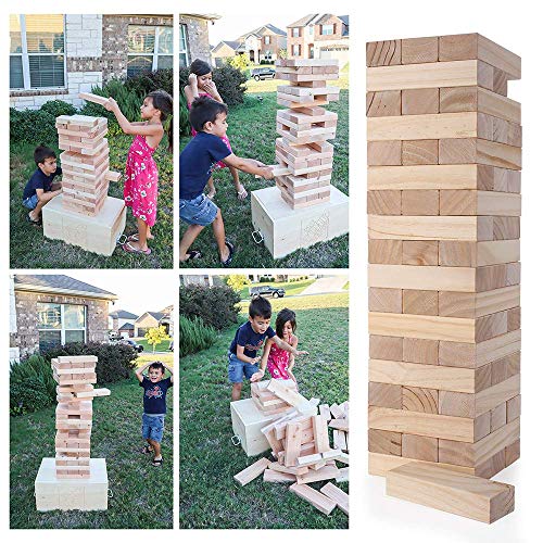 Outdoor Games Giant Tumble Tower, Large Tumbling Timber, 54 Wooden Blocks Tower Stacking Game Up to 4 Ft, Party Games for Indoor Outdoor Backyard Lawn Yard Fun