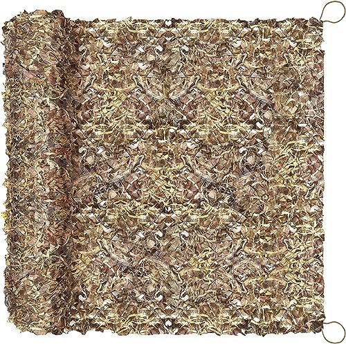 Camo Netting Camouflage Netting 6.5ft×10ft,10ft×10ft, 20ft×20ft,with Mesh Backing, Hunting Blind Nets, Sunshade Canopy, Army Tarp Fence Net for Party Decoration, Photograph and Car Cover - color: Dry Grass, size: 10ftx20ft