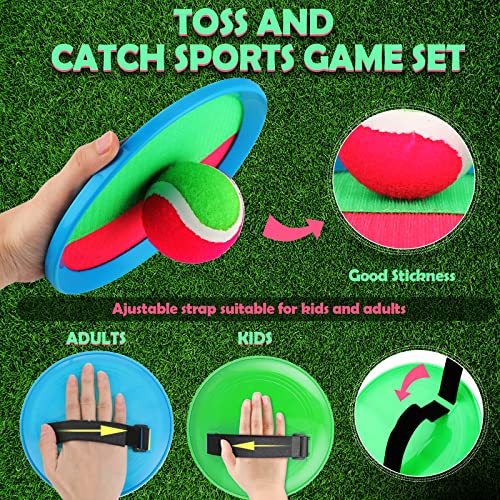 Charniol Kids Toys Toss and Catch Game Set Beach Game Outdoor Ball Sports Games Toss and Catch Ball Nylon Toys for Kids Adults(Blue Green, Pink Green,12 Paddles 6 Balls) - color: Blue Green, Pink Green