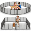 Dog Playpen with Safety Mesh, 40" Height 32 Panels Metal Dog Fence Indoor Outdoor, Portable Dog Kennel for Camping, Yard & RV | Black-Silver - size: 40'', style: 32 Panels