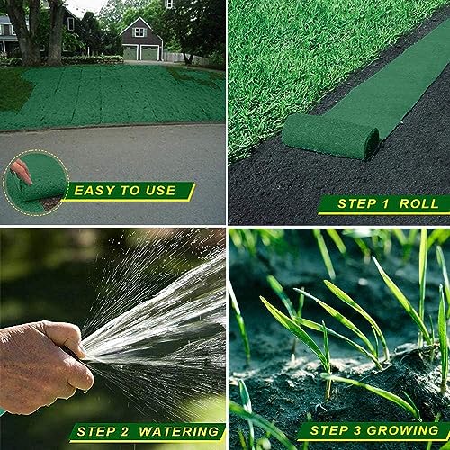 Grass Seed Mat Roll - Biodegradable Lawn Seed Mat - Backyard Plant Growing Grass Seed Germination Blanket one-Piece Solution-just Water and Grow-not Fake or Artificial Turf