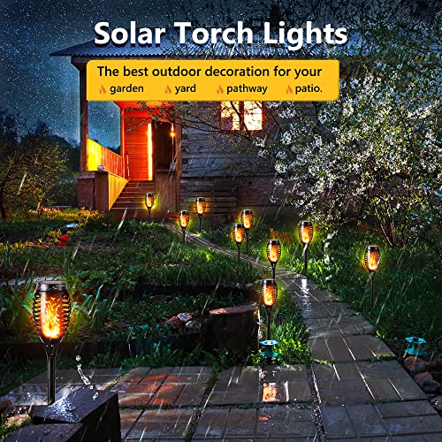 Toodour Solar Torch Flame Lights, 12 Pack Solar Lights Outdoor with Flickering Flame, Waterproof Patio Light Landscape Decoration Lighting for Garden, Lawn, Yard, Outdoor Decorations - color: Warm White, size: 12 Pack