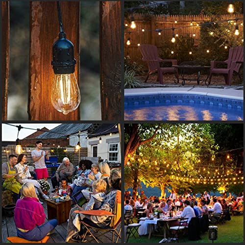 LED Patio String Lights, 35ft 18 Lights Solar Powered, E26 Socket with S14 Bulbs Weatherproof Outdoor Bistro Lights (18 Lights - Solar) - color: 18 Lights - Solar