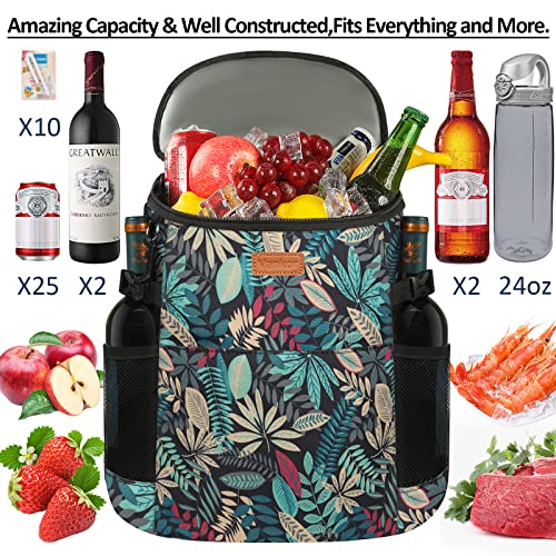 Camping Cooler Backpack 30 45 Cans, Soft Backpack Coolers Insulated Leak Proof Travel Cooler Bag Waterproof Lunch Picnic Beach Work Trip Thermal Bag Drink Beverage Beer Bag Cooler - color: Colorful Leaves, size: 30 Cans