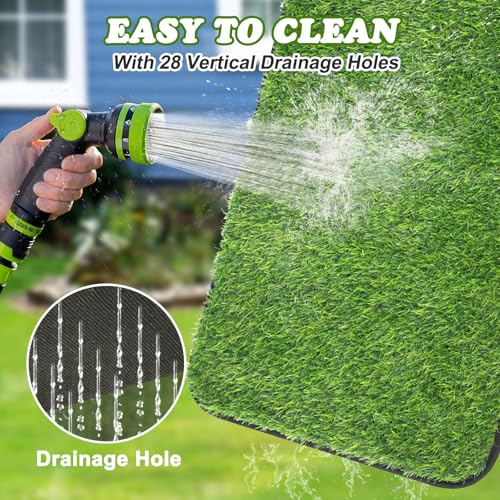Artificial Grass Mat, Dog Grass Pee Pads, Fake Grass Pad for Pets Potty Training, Soft Grass Pad Rug, Grass Doormat with Drainage Holes, Pet Turf for Indoor Outdoor Use, Washable(19.7"*55.1") - size: 1'8" x 4'7" (Rectangular)