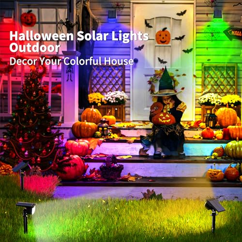 WENATY Solar Spot Lights Outdoor Color Changing, [7 Mode/2 Pack] Christmas Landscape Spotlights, Solar Lights Outdoor Waterproof, Solar Led Powered Flood Light for Outside Pathway Yard Garden Walkway - color: Multicolor, size: 2 Pack