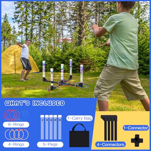 YEEA LED Ring Toss Game for Kids, Adults | Glow in The Dark LED Outdoor Yard Games | Perfect for Camping, Beach, and Backyard Family Gatherings