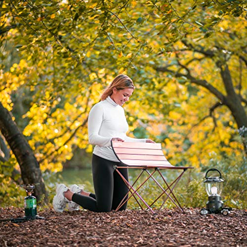 Alpcour Portable Camping Table – Lightweight, Compact Folding Side Table in a Bag with Aluminum Top & Heavy Duty Hinge for Easy Travel & Storage – Great for Outdoor BBQ, Backpacking, Tailgate & More - size: Small
