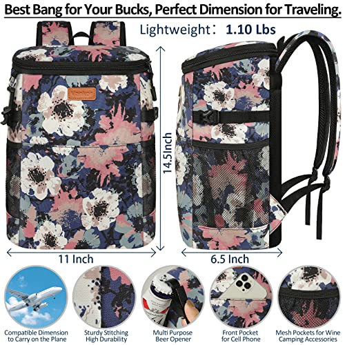 Camping Cooler Backpack 30 45 Cans, Soft Backpack Coolers Insulated Leak Proof Travel Cooler Bag Waterproof Lunch Picnic Beach Work Trip Thermal Bag Drink Beverage Beer Bag Cooler - color: Floral Painting, size: 30 Cans