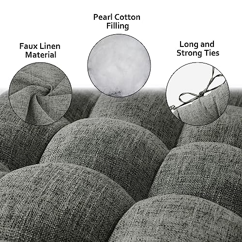 ELFJOY Lounge Chair Cushion Faux Linen Zero Gravity Chair Cushion with Ties Thick Padded Long Bench Cushion for Recliner Chaise Longue Sun Lounger Bench Porch Swing Light Grey 63 Inch - color: Light Grey