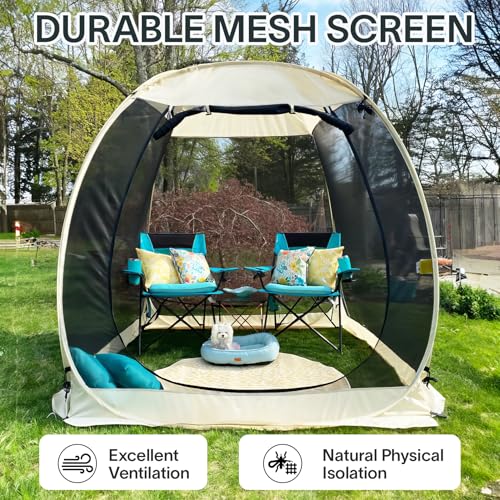 Alvantor® Screen House Gazebo, Pop Up Igloo Screened Canopy Tent with Mosquito Netting Sides,Instant UV Resistant Sun Shelter for Garden,Patio,Backyard,Beige 6 x6 FT - color: Beige, size: 6'x6'