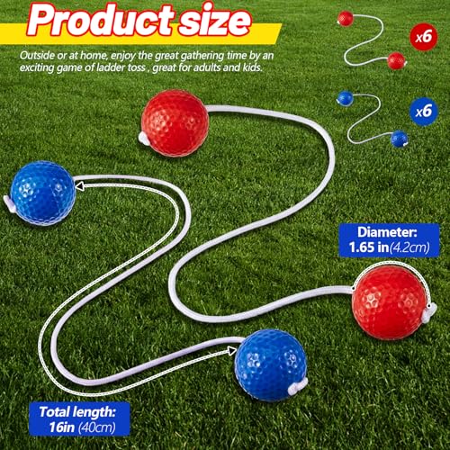 Lenwen 12 Pack Ladder Ball Outdoor Game Ladder Toss Balls Replacement Bolas with Storage Bag for Toss Match Yard Lawn Golf Game, 4 Colors - color: Red, Blue