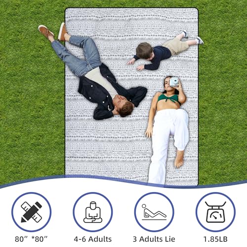 Outdoor Picnic Blanket White Fish 60"x80" Sandproof Beach Blanket Waterproof Picnic Blankets Foldable for Caming, Beach, Outdoor Activities. - color: White Fish, size: 60"x80"