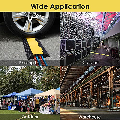 Yescom Cable Ramp Protector 2 Channel Garden Hose Protecitive 22000 Lbs Load Capacity Heavy Duty Speed Bump for Road Driveway Walkway - size: 1.8"H - 2 Channel