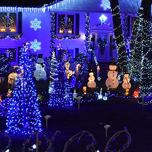 Dazzle Bright 2 Pack Solar String Lights Outdoor, Total 80FT 240LED Solar Powered Waterproof Fairy Lights 8 Modes, Copper Wire Lights for Christmas Patio Party Tree Yard Decoration (Blue) - color: Blue, size: 2 Pack