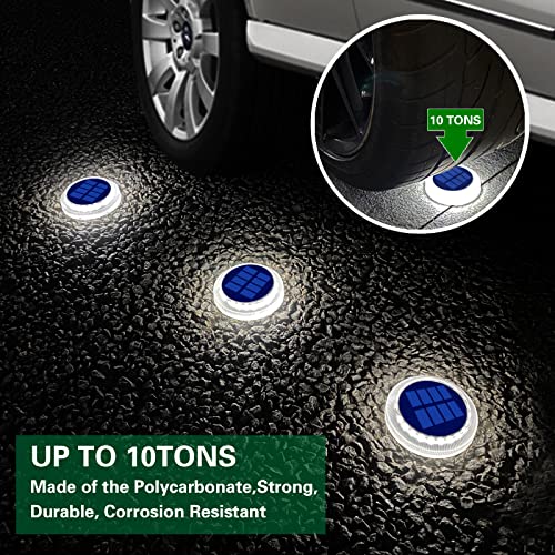 DetarZinLED Solar Deck Lights Outdoor Waterproof, 6 Pack White Round Deck Lights Solar Powered, Flat Stick on Ground Disc Light for Outdoor Pathway Driveway Step Yard Dock Walkway Patio - size: 6pcs White Round