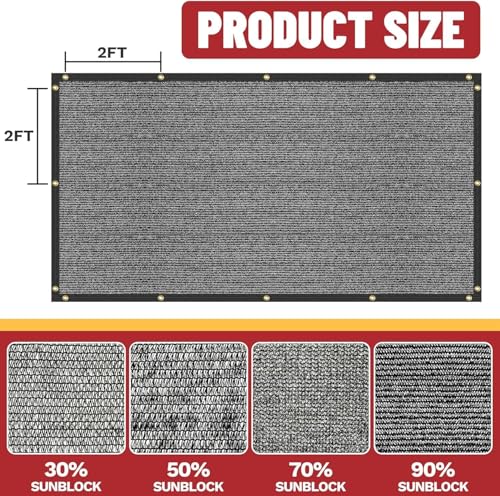 ShadeMart 2' x 2' Black 90% Shade Cloth, Custom Size Shade Tarp for Dog Kennel Cover, Fence Privacy Screen, Greenhouse, Chicken Coop & Pet Playpen, Upgrade Grommets, Durable Mesh Fabric Tarp. - color: Black, size: 2' x 2' Custom Size