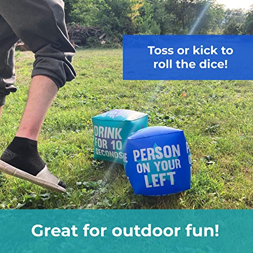 Giant Dice Drinking Game for Adults - Blow Up Dice PVC Inflatable and Reusable 2 Dice - 10" - Jumbo Dice for Indoor Outdoor Fun Games, Pool Parties, Lawn Floor Games