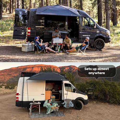 MoonShade Portable Vehicle Awning, Large 9' x 7' Lightweight Car Canopy for Trucks, SUVs, Vans, Campers & Outdoor Adventures (Shadow Blue) - color: Shadow Blue OG