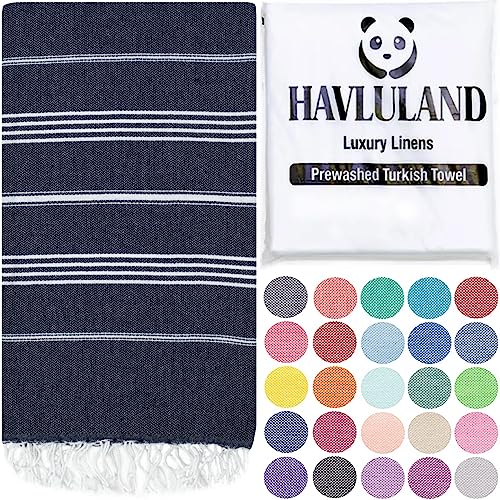 HAVLULAND Turkish Beach Towels, Oversized 40"x72" Turkish Bath Towel, Highly Absorbent Quick Dry Sand Free Beach Towels for Beach Pool Spa Gym Yoga Travel Camping Picnic Blanket - Navy - color: Navy