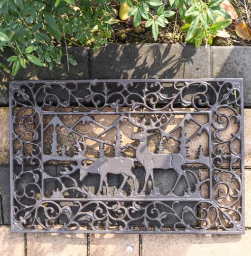 CT Copper Tailor Heavy Duty Cast Iron Doormat,Rectangle Outdoor Mat,Non-Slip Front Door Mat,Entrance Mat,Shoe Scraper,23.23”x 15.35”,Sika Deer Pattern Design - color: Sika Deer