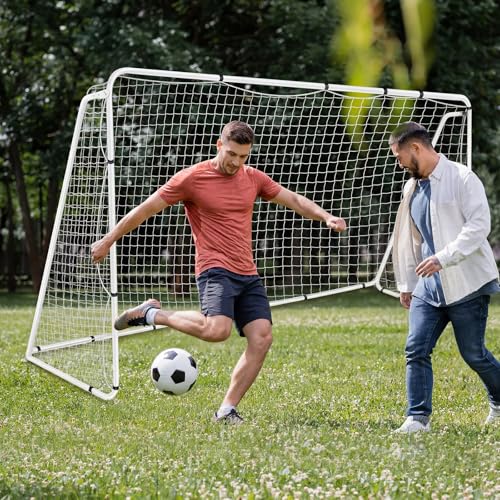Liliful 12 x 6/10 x 6.5 ft Soccer Goal for Backyard Portable Soccer Net and Steel Weatherproof Frame Folding Goals with 6 Ground Stakes for Adults Youth Outdoor Training Competition - size: 8 x 5.1 ft