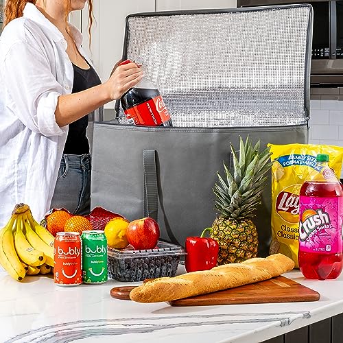 Carrywell (Not Made In China) Insulated Food Delivery and Catering Bags 2-Pack, XXXL Pizza Delivery and Reusable Warming Bag,Thermal Insulation Tote for Hot and Cold Food, Doordash - color: Gray, size: 2 pack, style: Xxxl Insulated