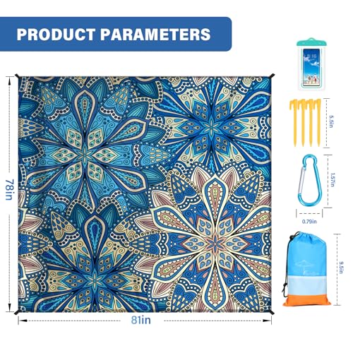Famstar Beach Blanket Oversized Extra Large 78" X 81",Waterproof Sandproof Beach Blanket 1-7 Adults Lightweight Durable for Travel Camping Hiking Picnic - color: Boha, size: 78" X 81"