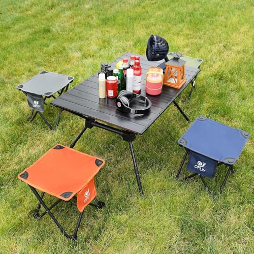 Opliy Camping Stool 2 Pack,Portable Folding Stool for Outdoor Gardening and Beach Hiking Fishing,Foot Stool with Carry Bag (Green) - color: Green