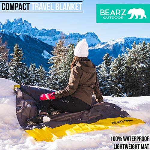 Pocket Blanket - Beach Blanket Waterproof Sandproof, Picnic Blankets Waterproof Foldable, Lightweight & Compact for Hiking, Camping, Travel, Festival Accessories - color: Sunny Yellow