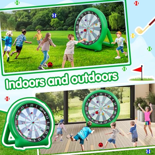 6FT Inflatable Dartboard, Giant Kick Darts Soccer Darts Golf & Throw Darts with Air Pump, Giant Outdoor Games, Blow up Soccer Darts for Yard Party Large Dartboard for Kids & Adults 20+Games - color: Green