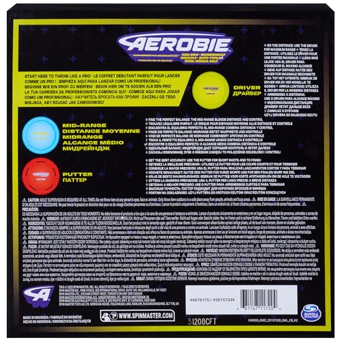 Aerobie Disc Golf Set of 3 Flying Discs, Frisbee Discs for Kids Parties and Backyard Games, Starter Disc Golf Accessories, Teen Boys Gift Ideas, Kids Toys for Ages 5 & Up