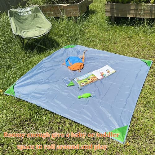Beach Blanket Waterproof Sandproof Beach Mat 55" X 60" / 5' X 5' for 1-2 Adults Quick Drying Outdoor Picnic Mat Beach Accessories for Travel, Camping, Hiking - color: Gray/Blue, size: 55"*59" / 4.59ft×4.92ft