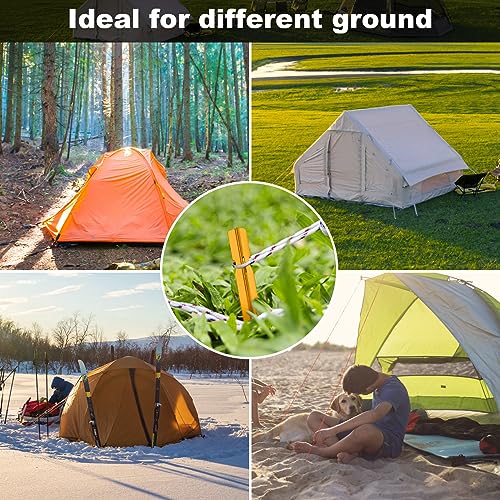 12 Pack Tent Stakes, 7075 Ground Metal Camping Aluminum Tent Pegs, Lightweight Tent Stakes Heavy Duty Spikes Camping Accessories - color: Zesty