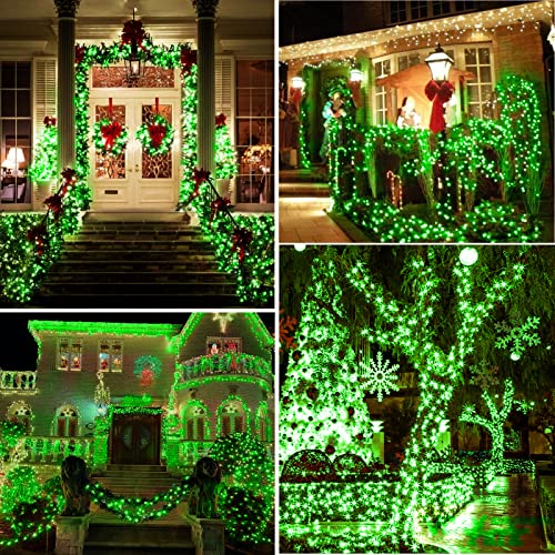 KNONEW Outdoor Christmas Lights 300 LED 99ft String Lights 8 Modes & Memory Fairy Light Plug in Waterproof LED String Lights for Xmas Yard Tree Wedding Party Holiday Decorations(Green) - color: Green, size: 99FT 300 LED