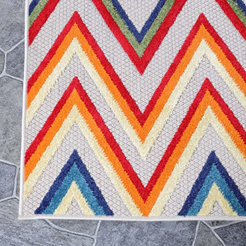 Superior Modern Bohemian Indoor Outdoor Runner Rug, Perfect for Patio, Bedroom, Kitchen, Laundry Room, Entryway, Office, Playroom, Carpet Cover, Zig-Zag, Acacia Collection, 2' 3" x 12', Cream - color: Acacia - Cream, size: 2'3" x 12' (Rectangular)