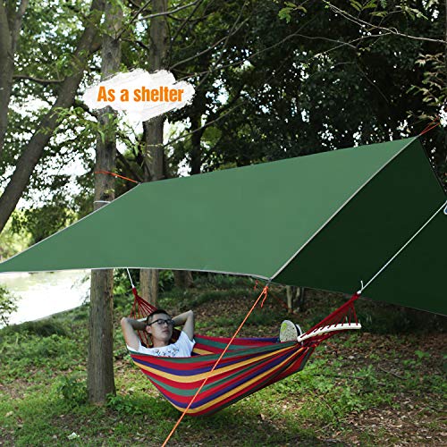 REDCAMP Hammock Rain Fly Camping Tarp Waterproof, 10x10ft Lightweight Backpacking Rain Tarp Shelter for Hiking Outdoor, Green - style: Green 10*10ft