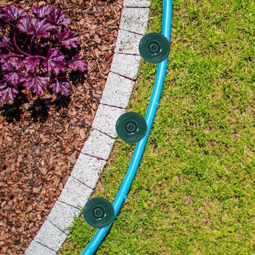 6 Pcs Garden Hose Guide on Spike, Guides Water Hoses Guide on Zinced Spike Hose Guard for Plant Protection Garden Hose Rust Sturdy Metal Stake Heavy Duty Dark Green Spin Top