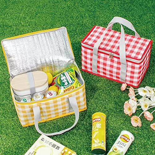 Insulated Picnic Bag Cooler Reusable, Beach Bag Cooler Bags with Zippered Top - Insulated Bag for Hot or Cold,Picnic Basket Collapsible, Picnic,Beach, Outdoor (13.8x7.9x7.9 in) - color: RED