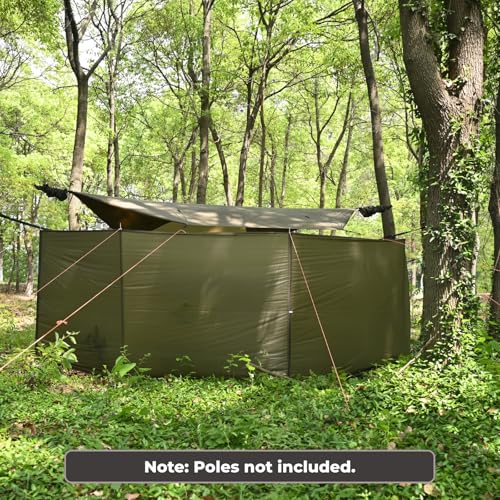 Onewind Camping Windbreak, Versatile Wind Blocker Light Water Proof Silnylon Camping Windscreen, Outdoor Windshield for Winter Hiking Beach Backpacking and Picnic, 19.7"*55", No Poles Included - style: Without Poles