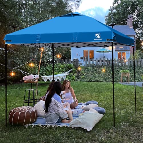 10x10 Pop Up Canopy Replacement Top Cover with Air Vent for Straight Leg Canopy Tent, Waterproof for Outdoor Garden Patio Camping Sun Shade (Light Blue) - color: Light Blue