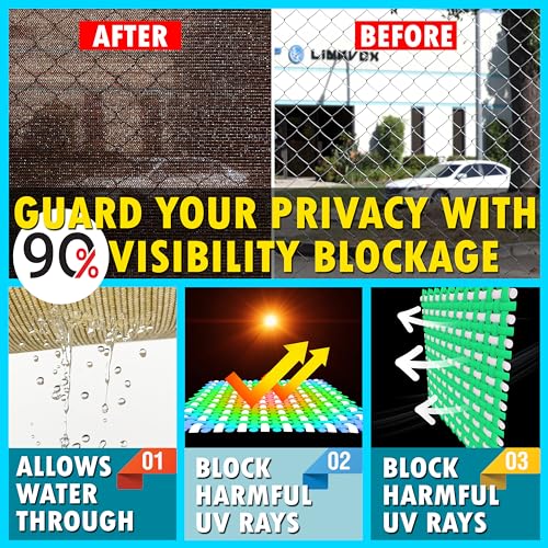 ShadeMart 4' x 10' Fence Privacy Screen Brown Heavy Duty 170 GSM Fencing Mesh Shade Net with Grommets & Zip Ties, 90% Blockage Fence Screen for Balcony Yard Garden (We Customize Size) - color: Brown, size: 0 4' x 1 0'