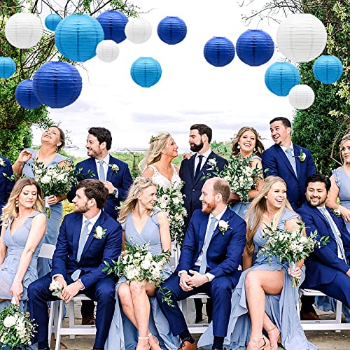 Blue Paper Lanterns Decorative, Hanging Round Paper Lantern Party Supplies for Anniversary Graduation Wedding Birthday Party Baby Shower Decorations Indoor Outdoor, 21pcs - color: Blue