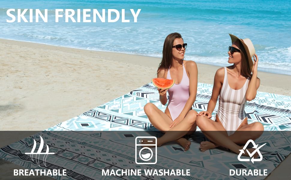 AISPARKY Beach Blanket Waterproof Sandproof Quick Drying Beach Mat Extra Large Outdoor Picnic Blanket for Travel Camping Hiking - color: Mzf-greenblack, size: 79" X 83"