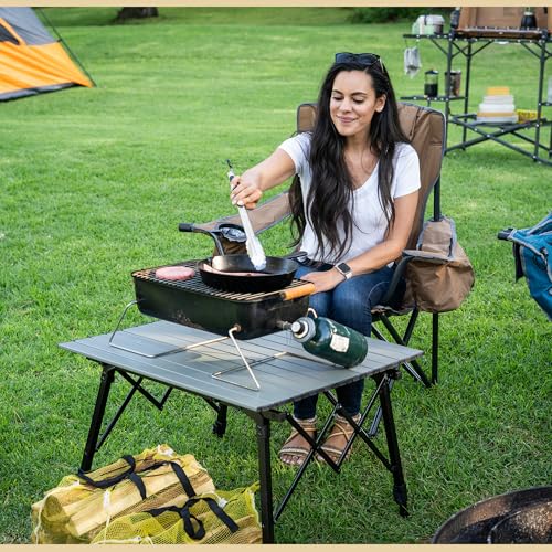 ARROWHEAD OUTDOOR 2-Pack 39" Aluminum Folding Camp Roll Up Table w/Adjustable Height, Undertable Mesh Storage, Carry Bag - color: Gray 2pack