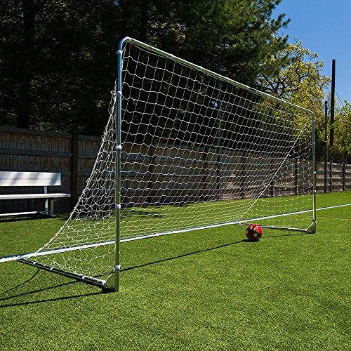 Franklin Sports Competition Soccer Goals - Backyard Portable Steel Soccer Goals - Adult + Youth Soccer Goal with Net + Ground Stakes Included - Multiple Sizes + Colors - color: Silver, style: Folding 12' x 6'