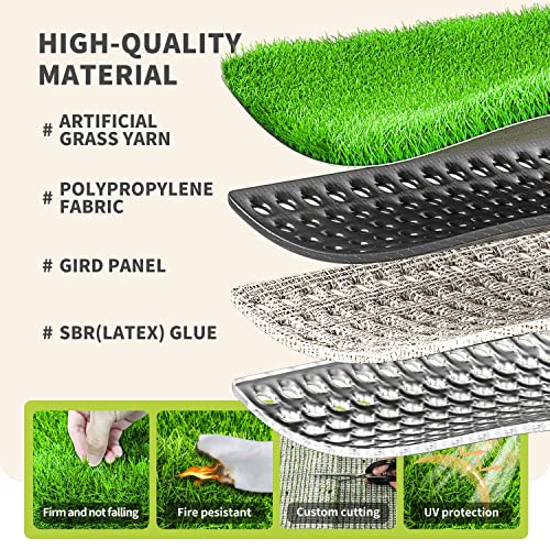 LOOBANI Artificial Turf Indoor Outdoor, Realistic Synthetic Grass with Drainage Holes, Artificial Grass Turf for Balcony Garden Landscape Decoration, 5 Feet x 10 Feet - size: 5 Feet x 10 Feet