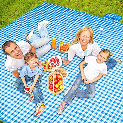 ZHUYNXIR Extra Large Picnic, Waterproof Blanket, Gingham Picnic Mat for Beach, Camping Grass Picnic Blankets. (Blue 58x58 inch) - color: Blue S