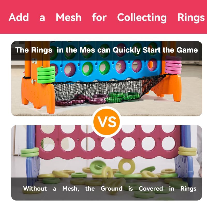 Giant 4 Row Game with Carrying Bag and Mesh Fabric .Giant 4-to-Score Game Set Suitable for Indoor and Outdoor Holiday Parties and Family Gatherings.（Orange） - color: Orange
